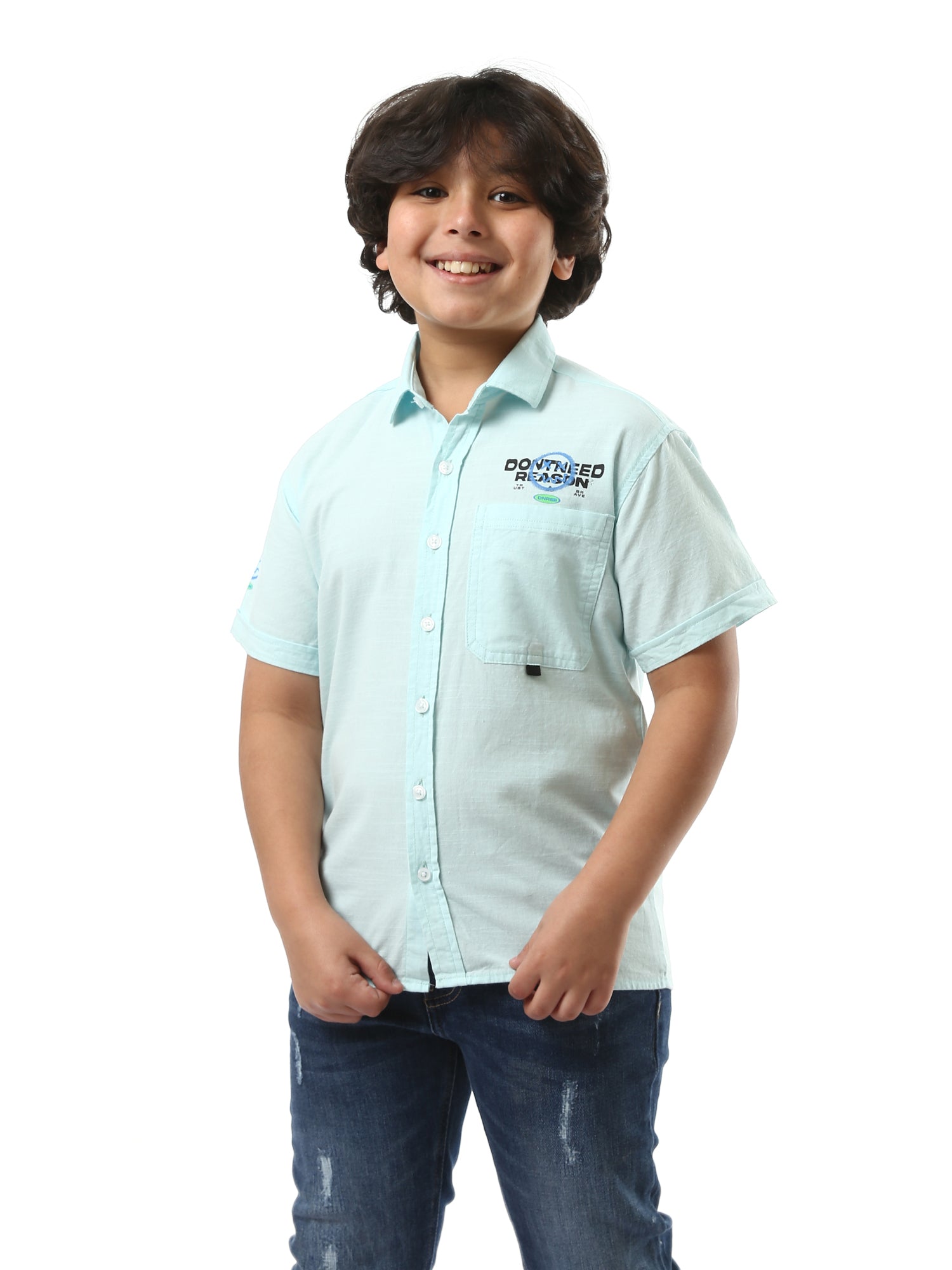 Chemise pour garçon à manches courtes avec motif décoratif - SSH24SPCR31118TB1