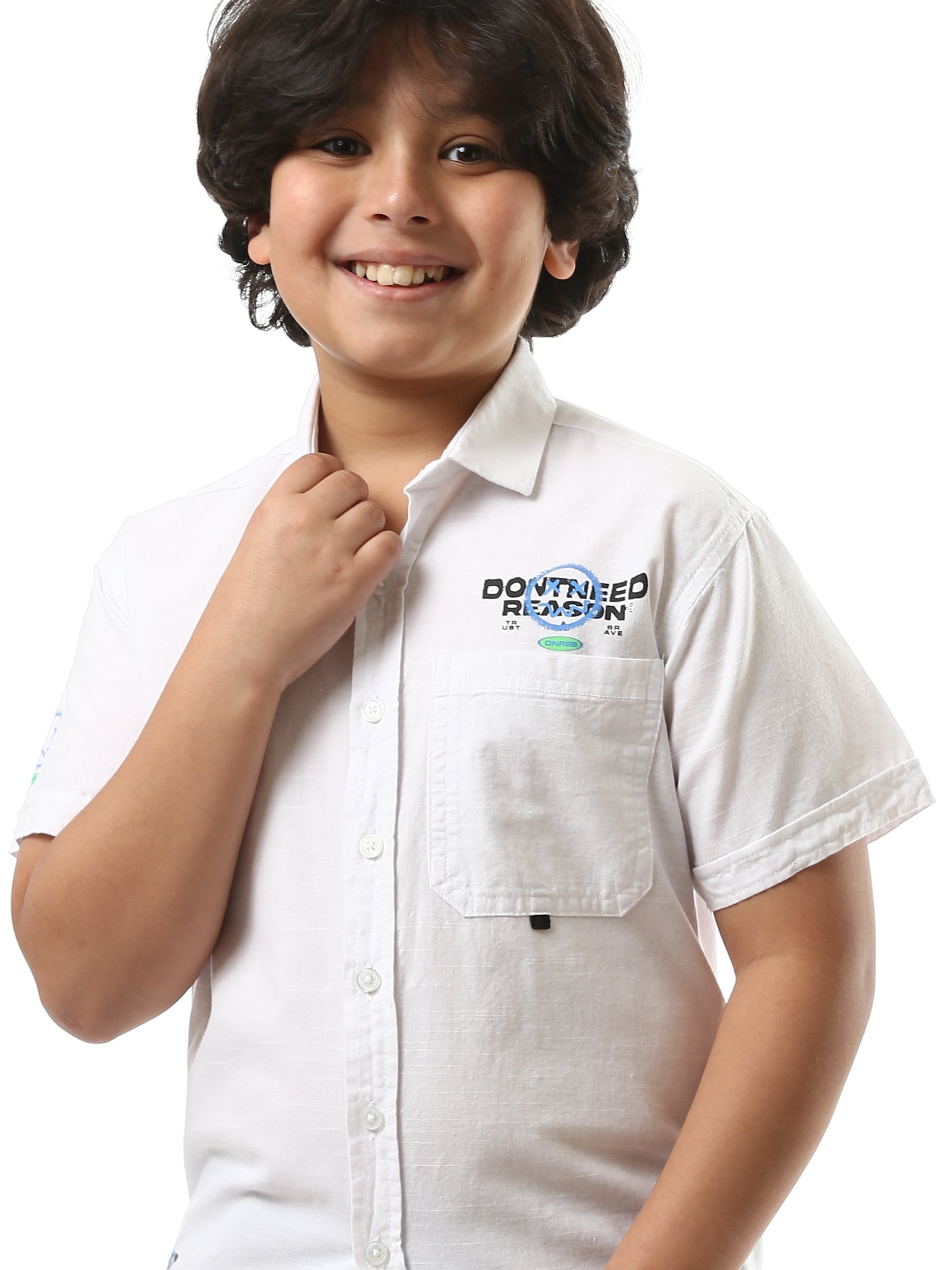 Chemise pour garçon à manches courtes avec motif décoratif - SSH24SPCR31118TB1