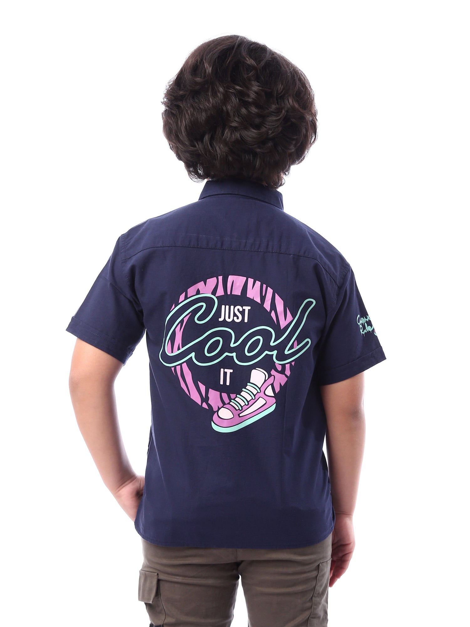 Chemise garçon à manches courtes avec motifs imprimés au style jeune – SSH24SPIR31114TB1