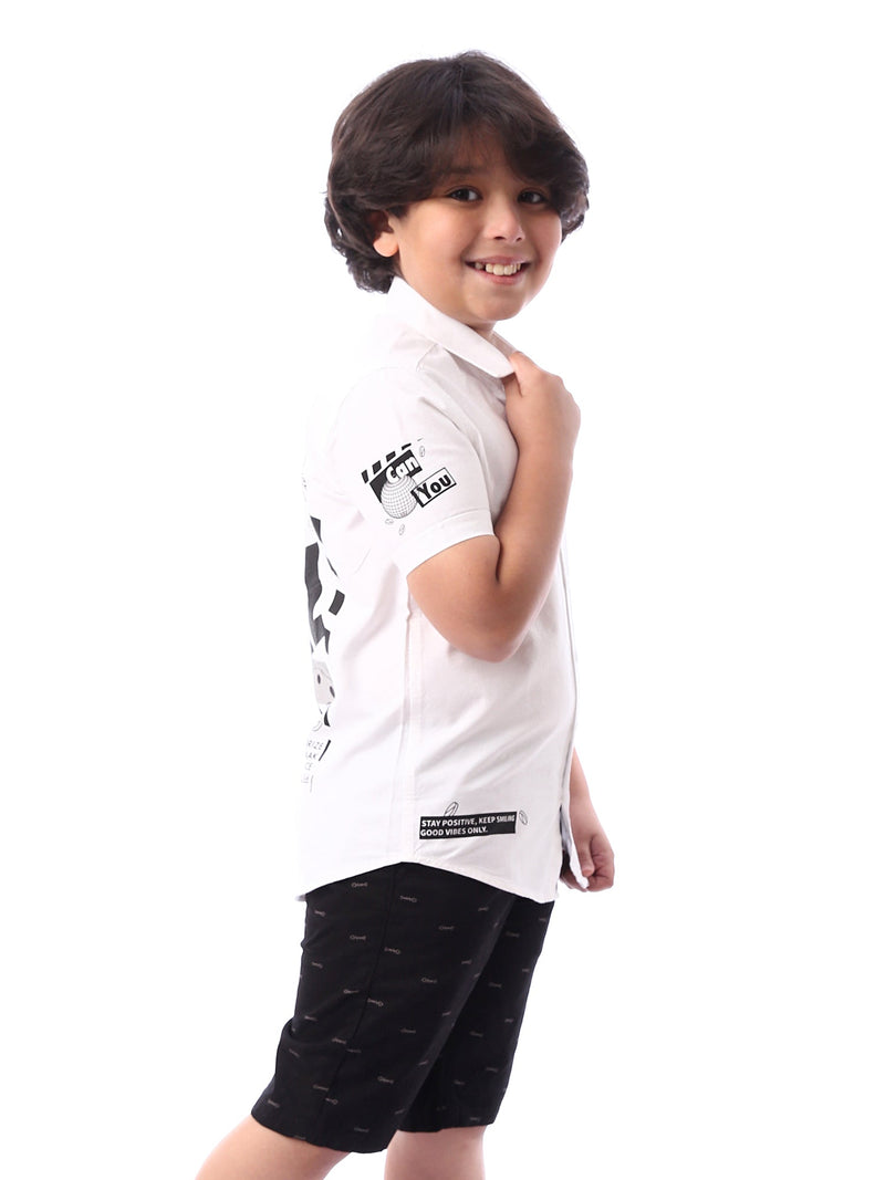 Chemise garçon blanche ornée d’un logo souriant – SSH24SPOR31115TB1