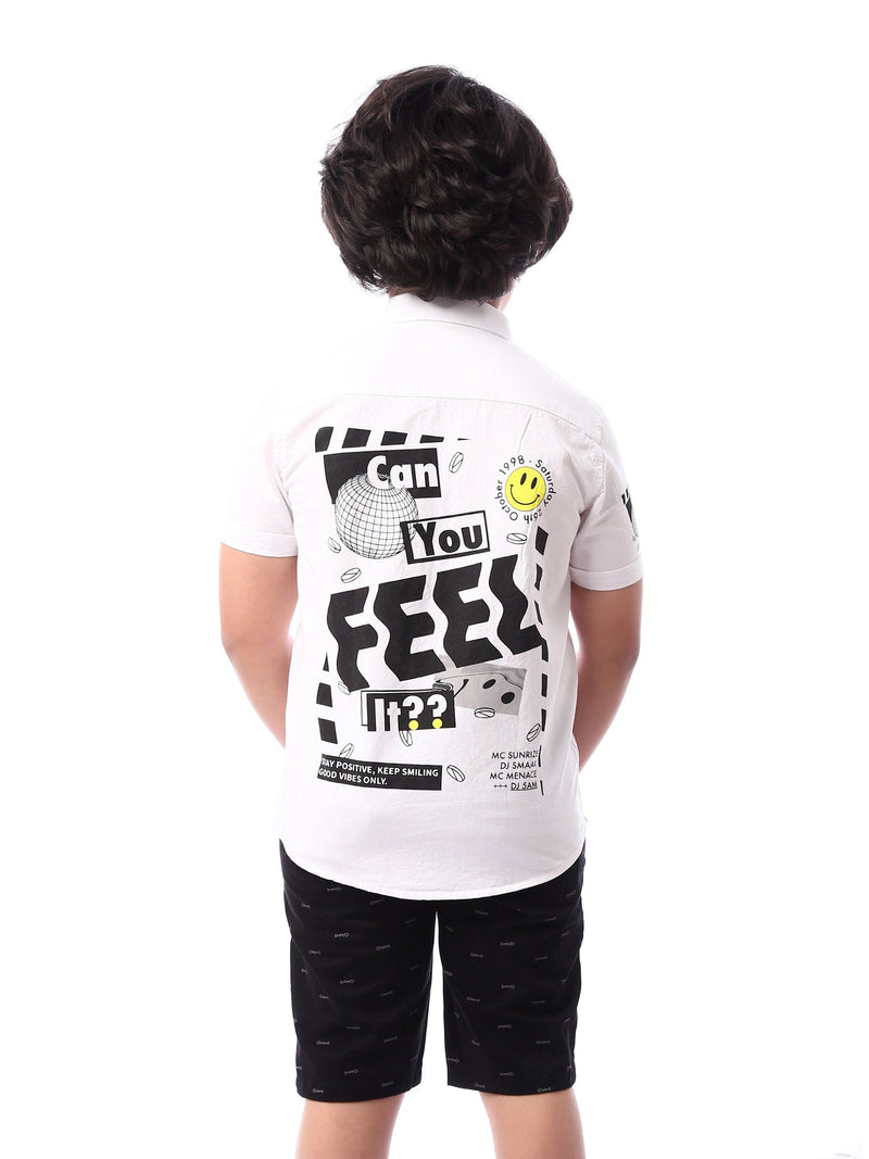 Chemise garçon blanche ornée d’un logo souriant – SSH24SPOR31115TB1