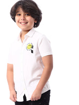 Chemise pour garçon blanche ornée d'un logo souriant – SSH24SPOR31115TB1
