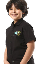 Chemise garçon noire ornée à manches courtes – SSH24SPSR31117TB1