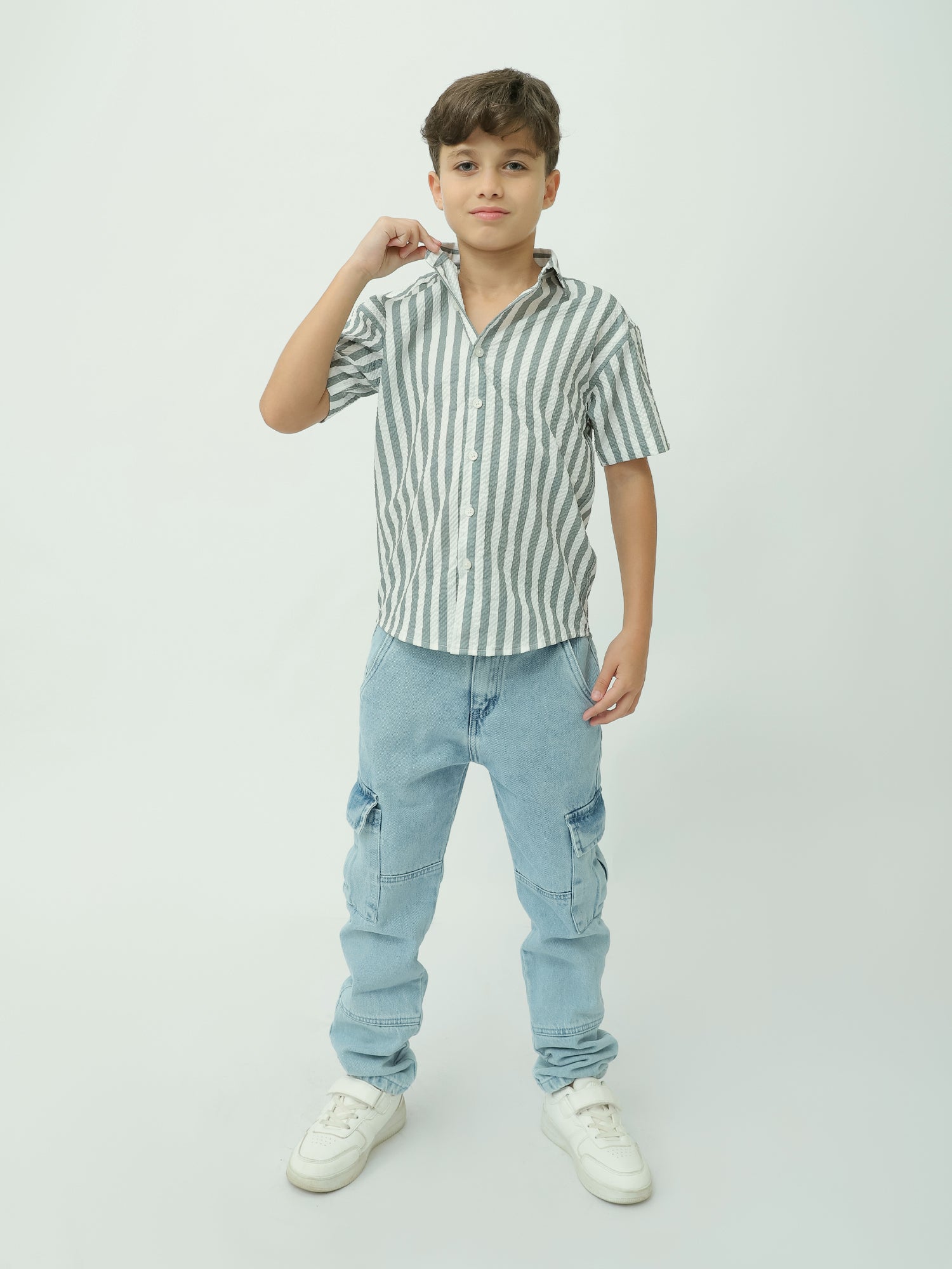 Chemise enfant à manches courtes avec rayures modernes – SSH24SSRR19425TJ1