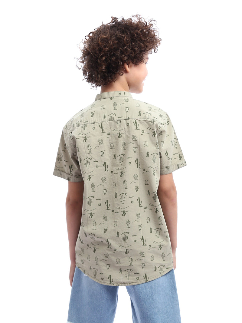 Chemise pour garçon à manches courtes avec impression de cactus - SSH24SXES31124TB1