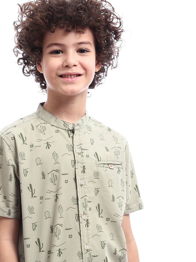 Chemise pour garçon à manches courtes avec impression de cactus - SSH24SXES31124TB1
