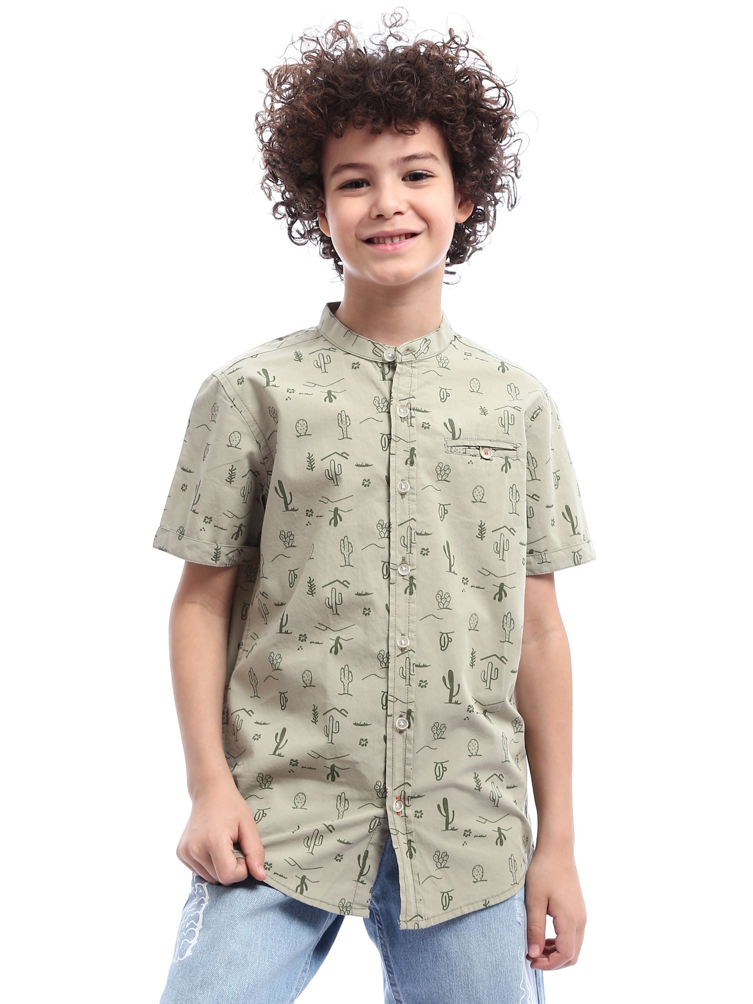 Chemise pour garçon à manches courtes avec imprimé de cactus -SSH24SXES31124TB1
