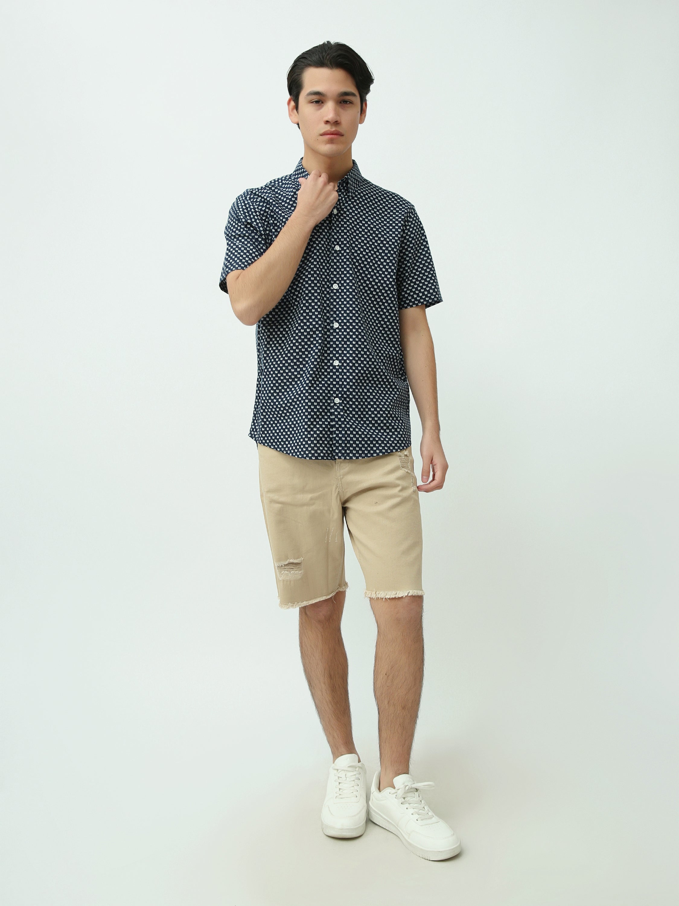 Chemise homme avec imprimé géométrique et couleurs chaudes - SSH25SACR16152TM1