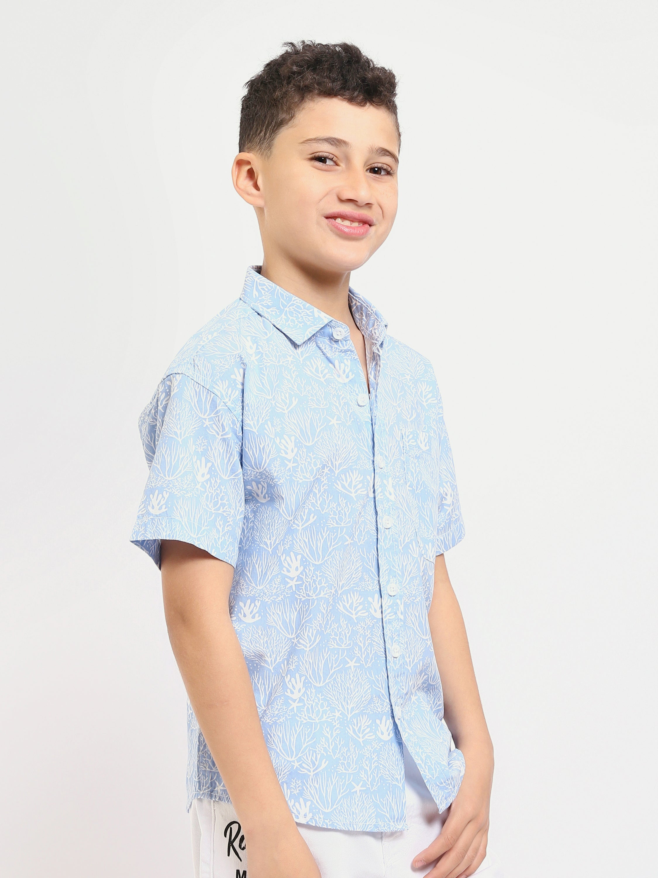 Chemise Enfant à Manches Courtes – Design Naturel et Moderne pour un Look Élégant - SSH25SAER31168TB1