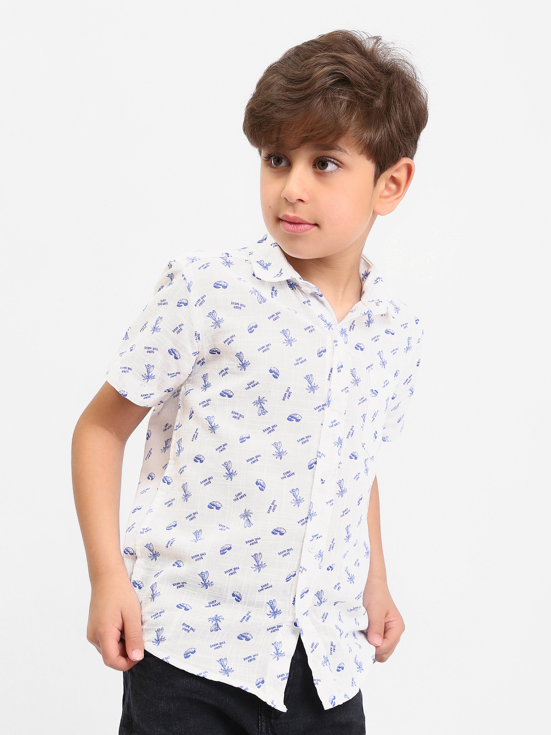 Chemise garçon à manches courtes imprimée, style casual - SSH25SAER76471MB1