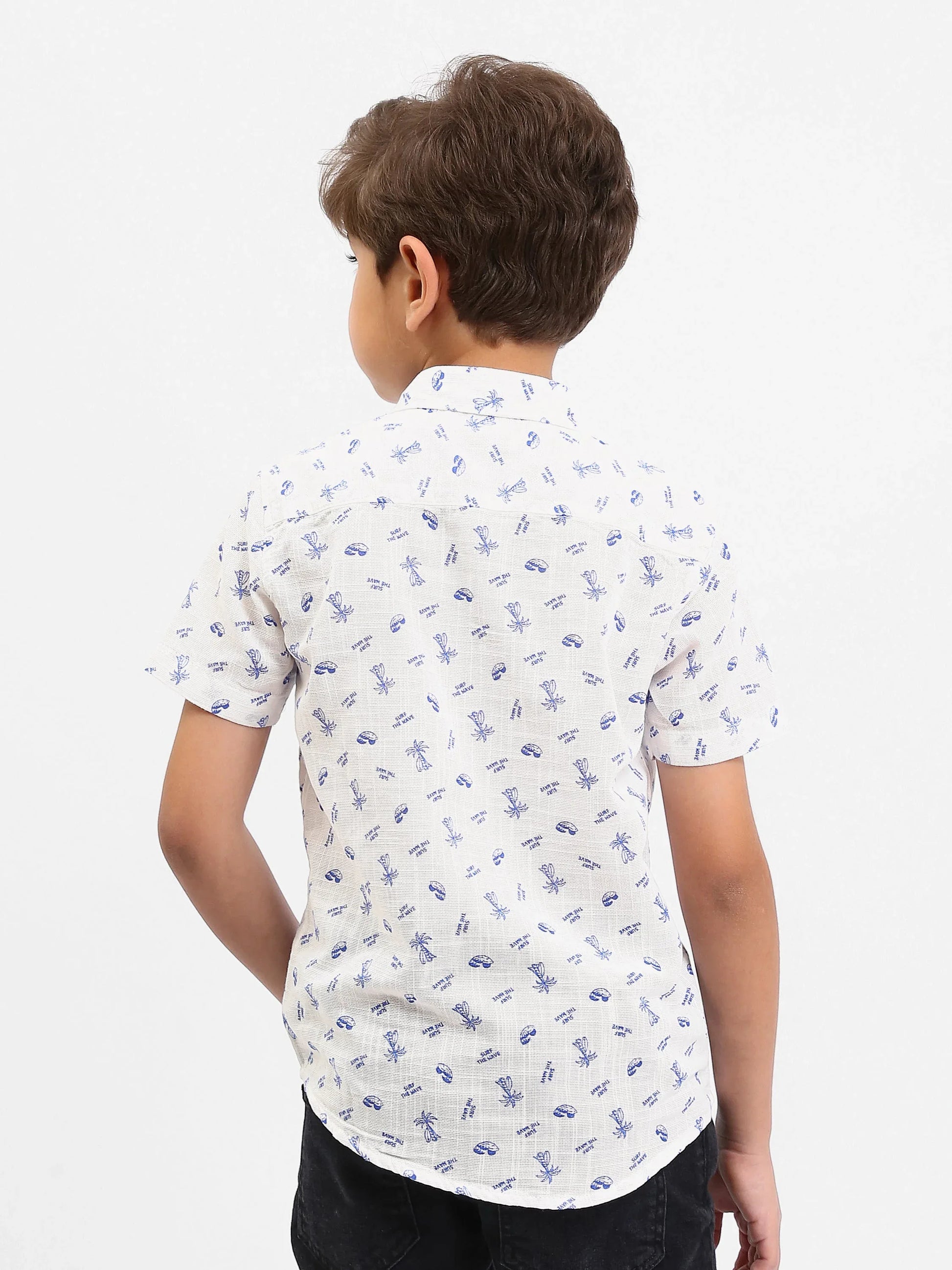 Chemise garçon à manches courtes imprimée, style casual - SSH25SAER76471MB1 - Justyol