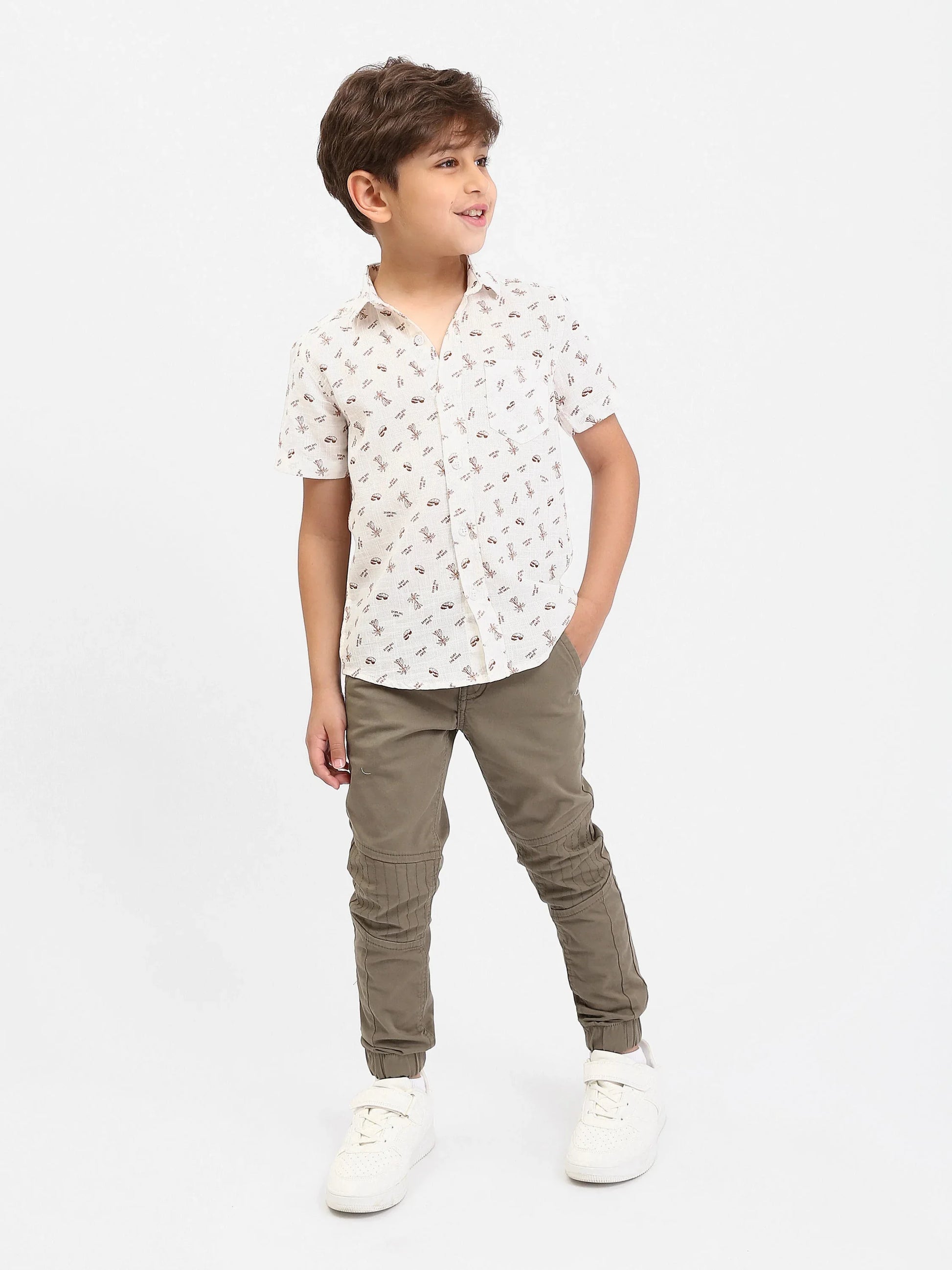 Chemise garçon à manches courtes imprimée, style casual - SSH25SAER76471MB1 - Justyol