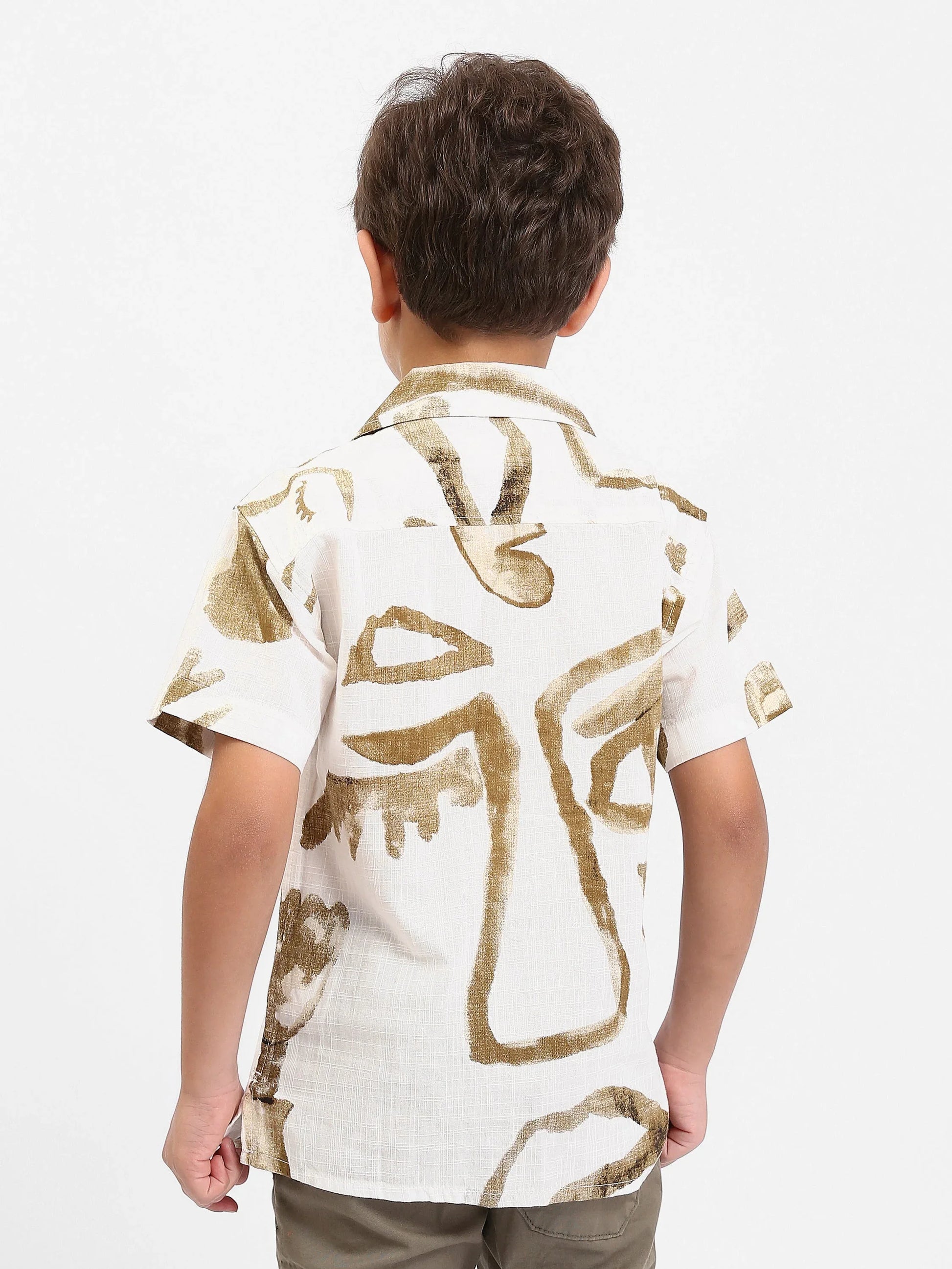 Chemise garçon à manches courtes imprimé abstrait – SSH25SAIC76484MB1 - Justyol