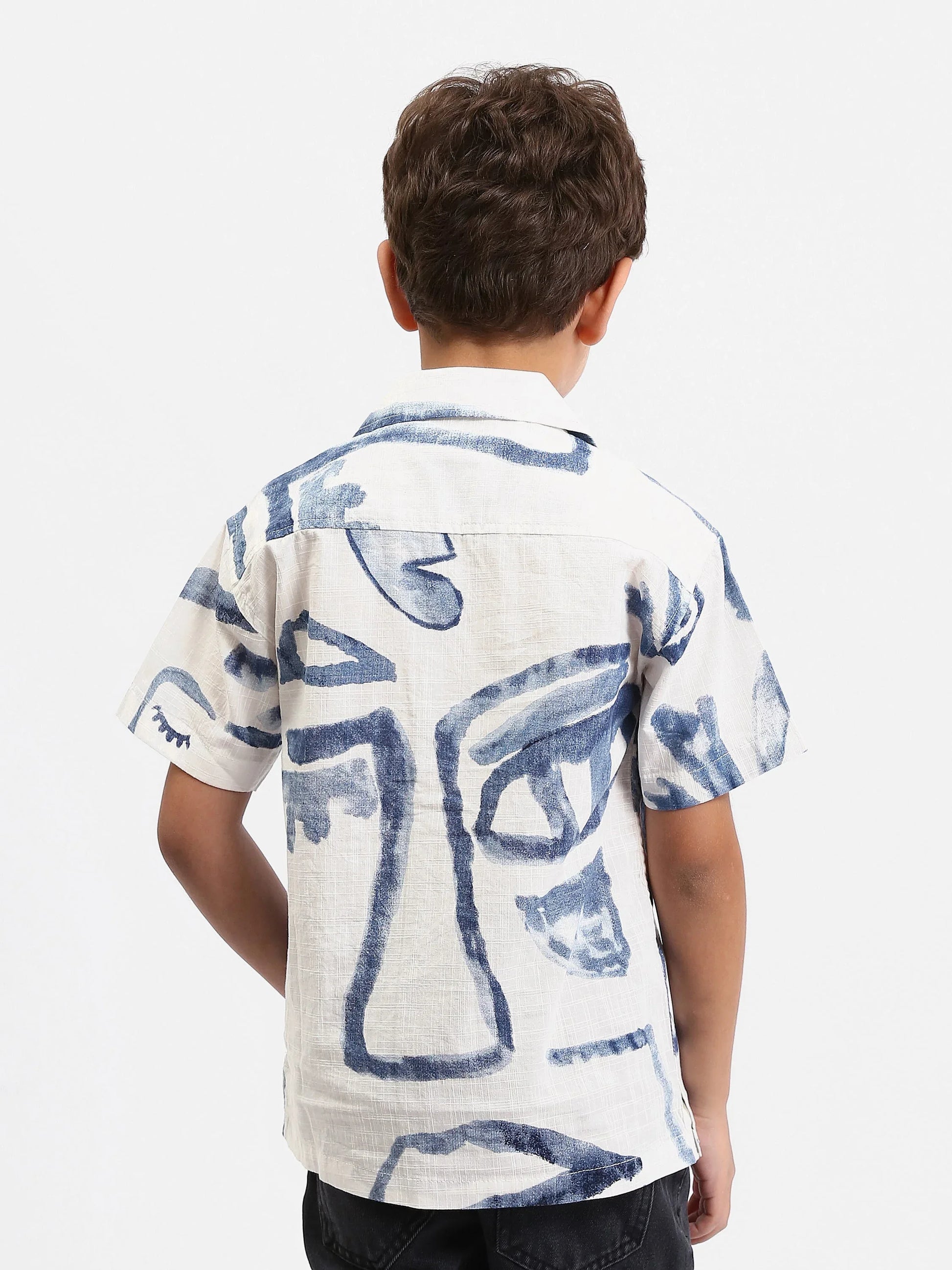 Chemise garçon à manches courtes imprimé abstrait – SSH25SAIC76484MB1 - Justyol