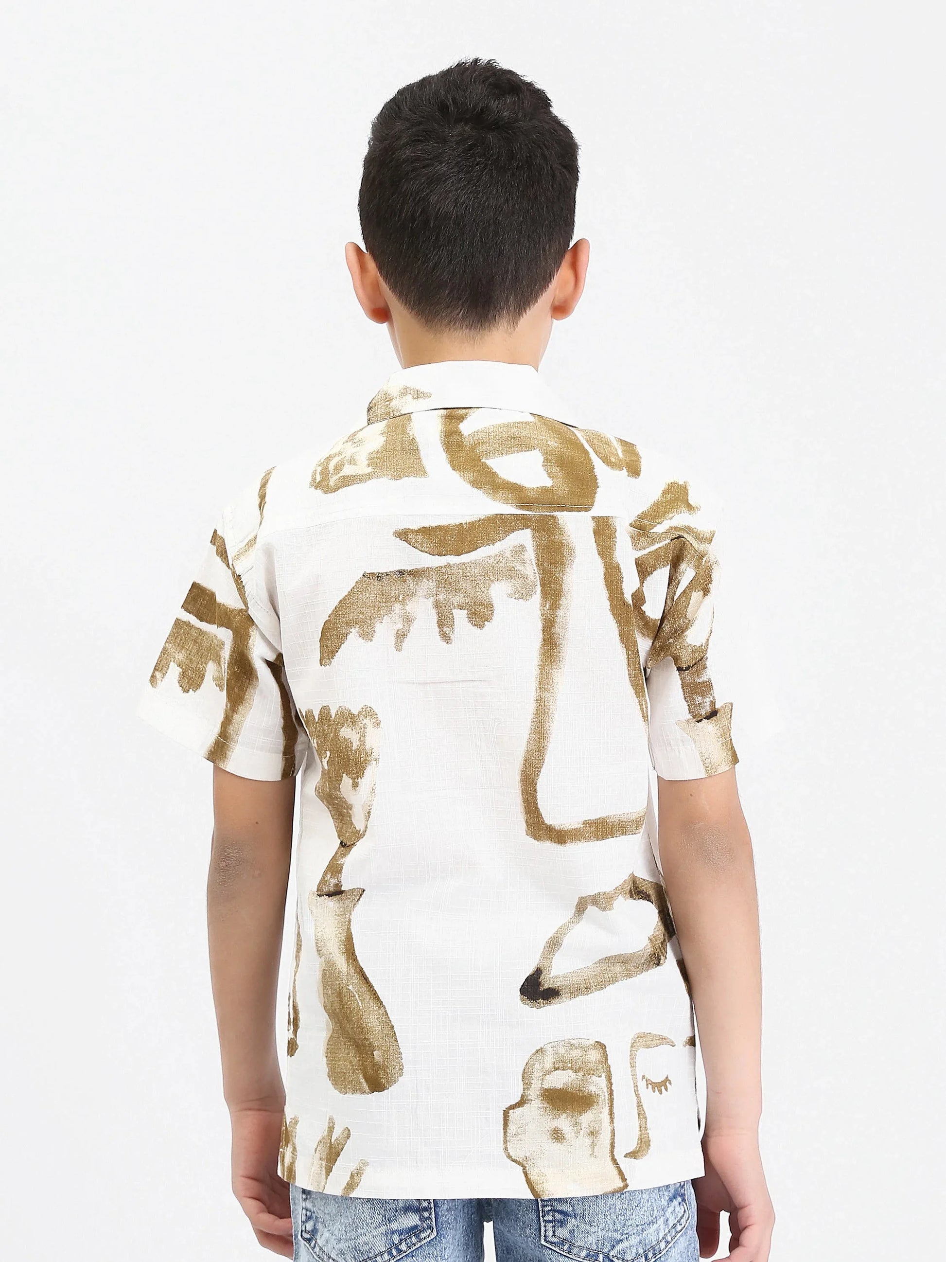 Chemise garçon ado à manches courtes imprimé abstrait – SSH25SAIC76484MJ1 - Justyol