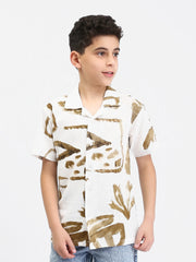 Chemise garçon ado à manches courtes imprimé abstrait – SSH25SAIC76484MJ1 - Justyol
