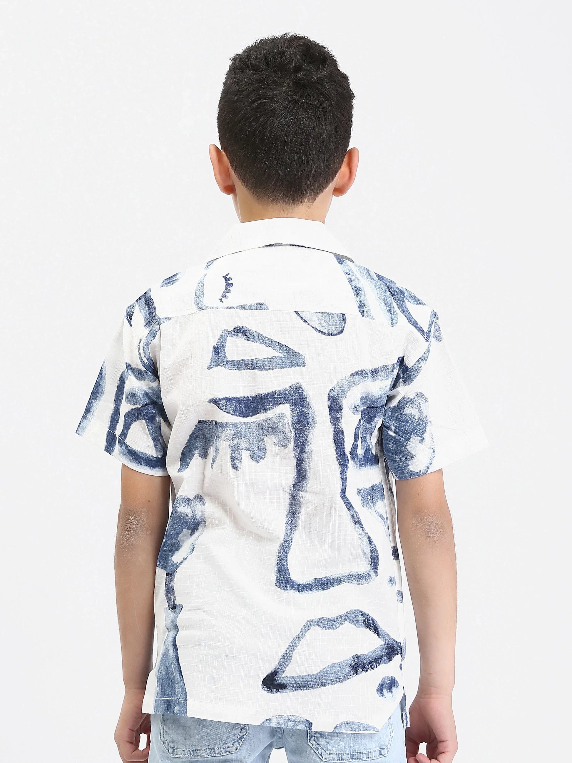 Chemise garçon ado à manches courtes imprimé abstrait – SSH25SAIC76484MJ1 - Justyol