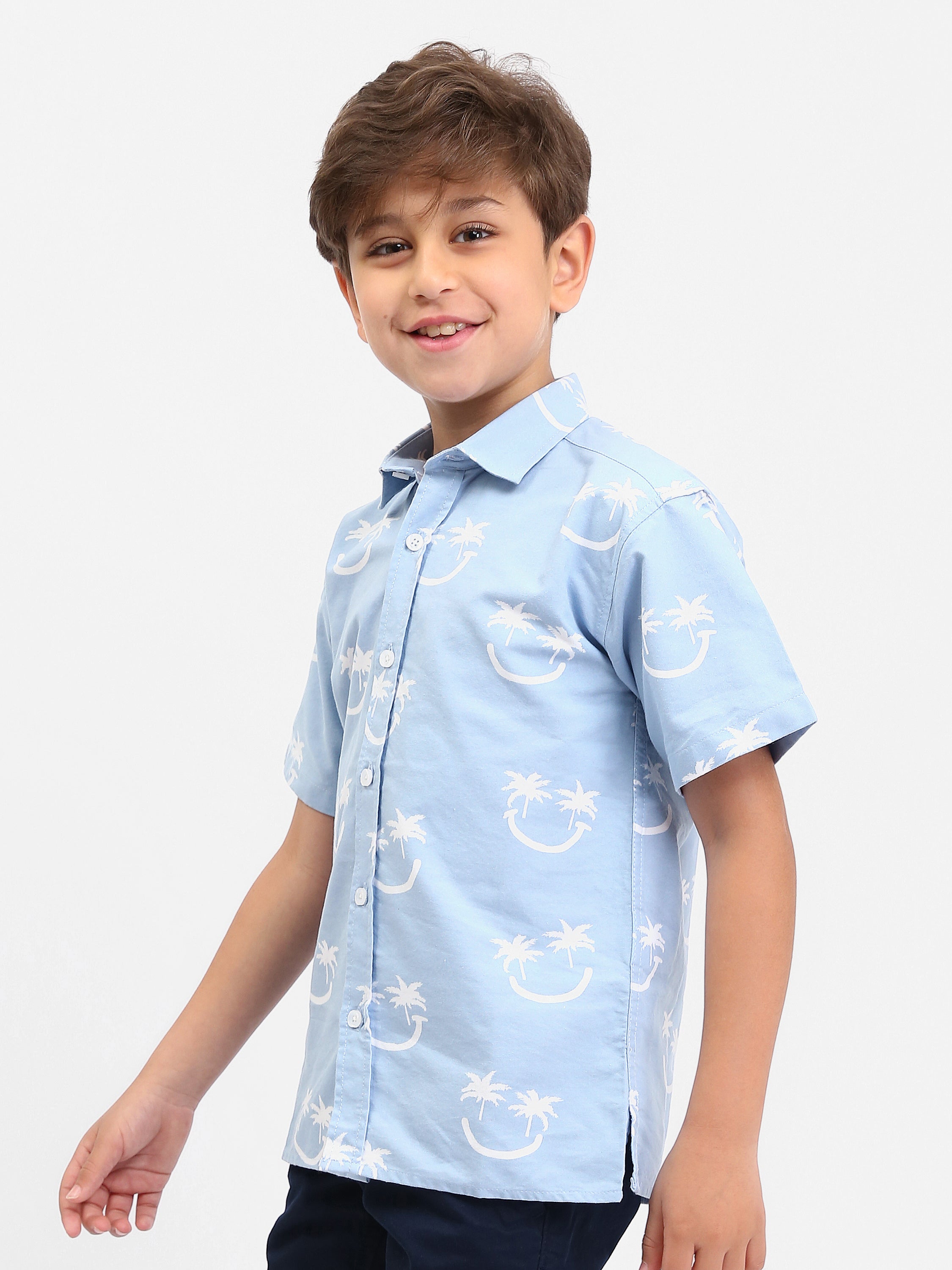 Chemise garçon manches courtes imprimée palmiers – SSH25SAOR76453MB1