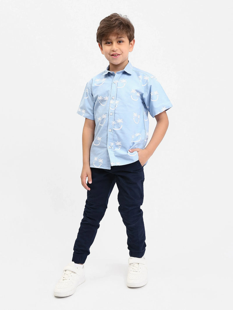 Chemise garçon manches courtes imprimée palmiers – SSH25SAOR76453MB1
