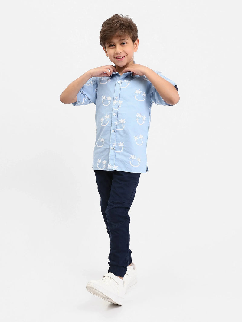 Chemise garçon manches courtes imprimée palmiers – SSH25SAOR76453MB1