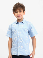 Chemise garçon manches courtes imprimée palmiers – SSH25SAOR76453MB1 - Justyol