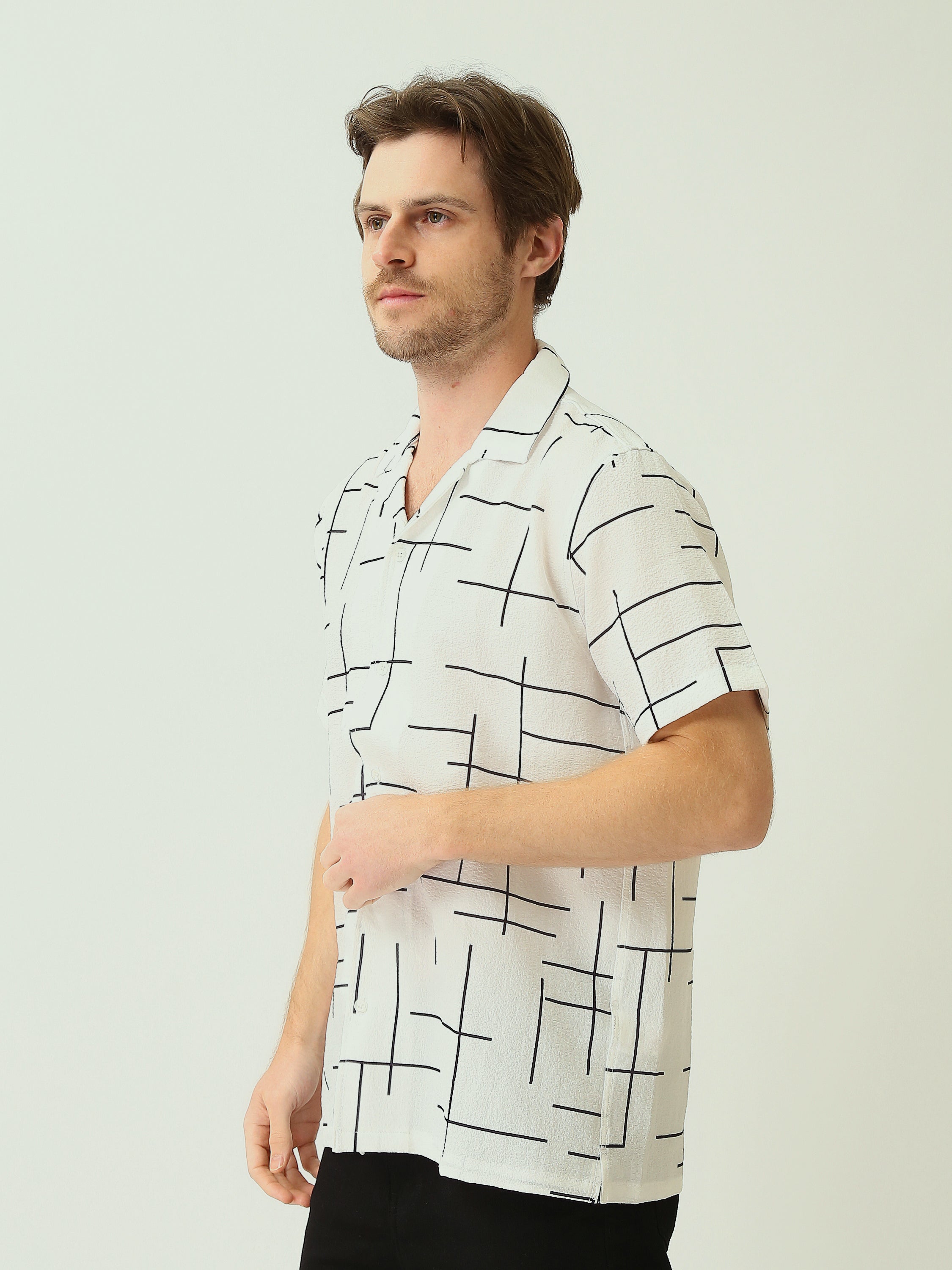 Chemise pour homme à motif géométrique - Idéale pour l'été - SSH25SARC16121TM1