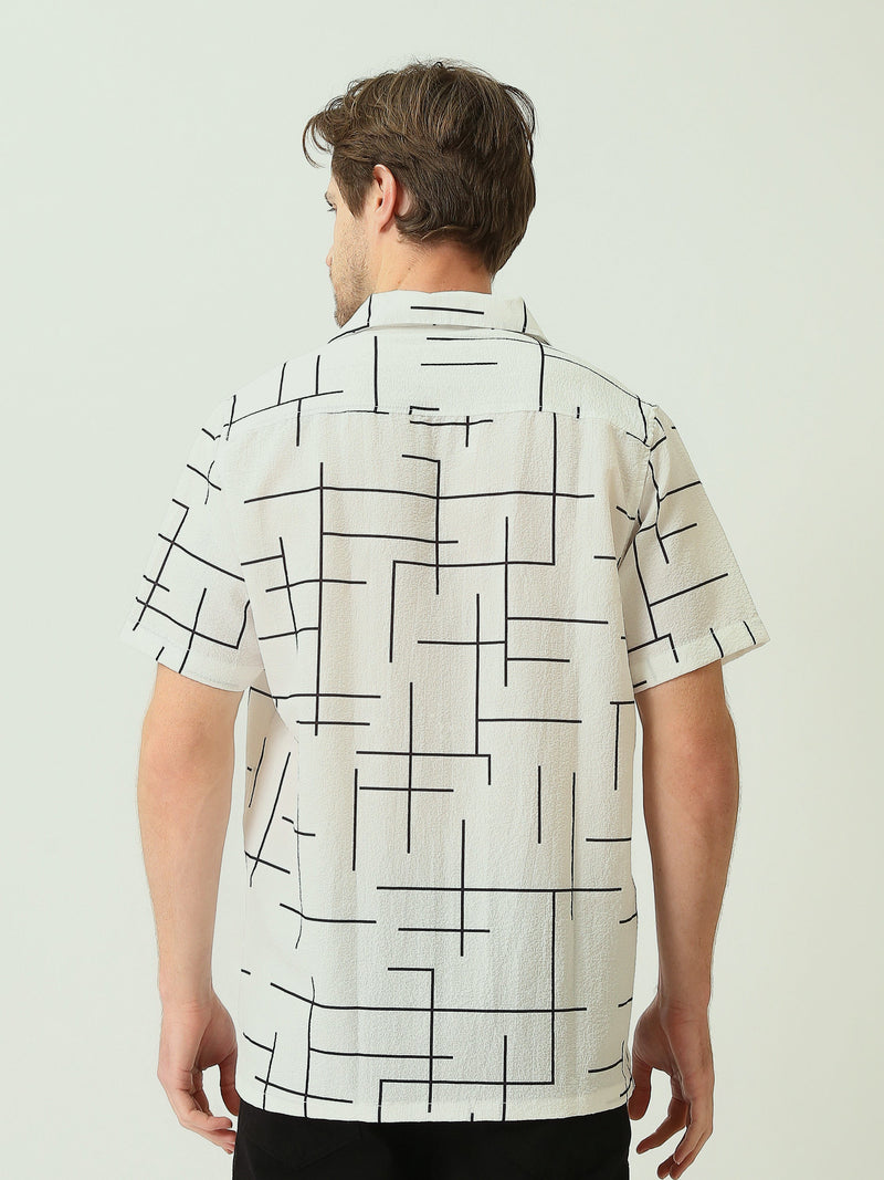 Chemise pour homme à motif géométrique - Idéale pour l'été - SSH25SARC16121TM1