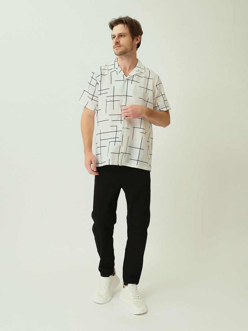 Chemise pour homme à motif géométrique - Idéale pour l'été - SSH25SARC16121TM1