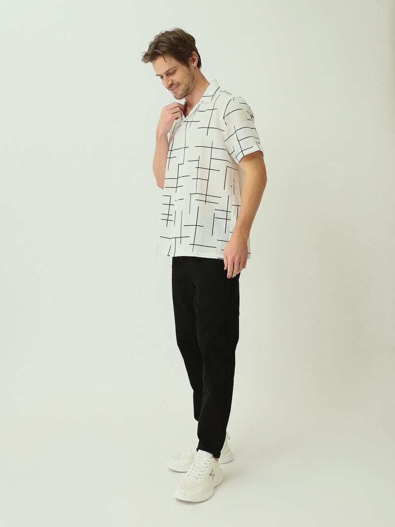 Chemise pour homme à motif géométrique - Idéale pour l'été - SSH25SARC16121TM1