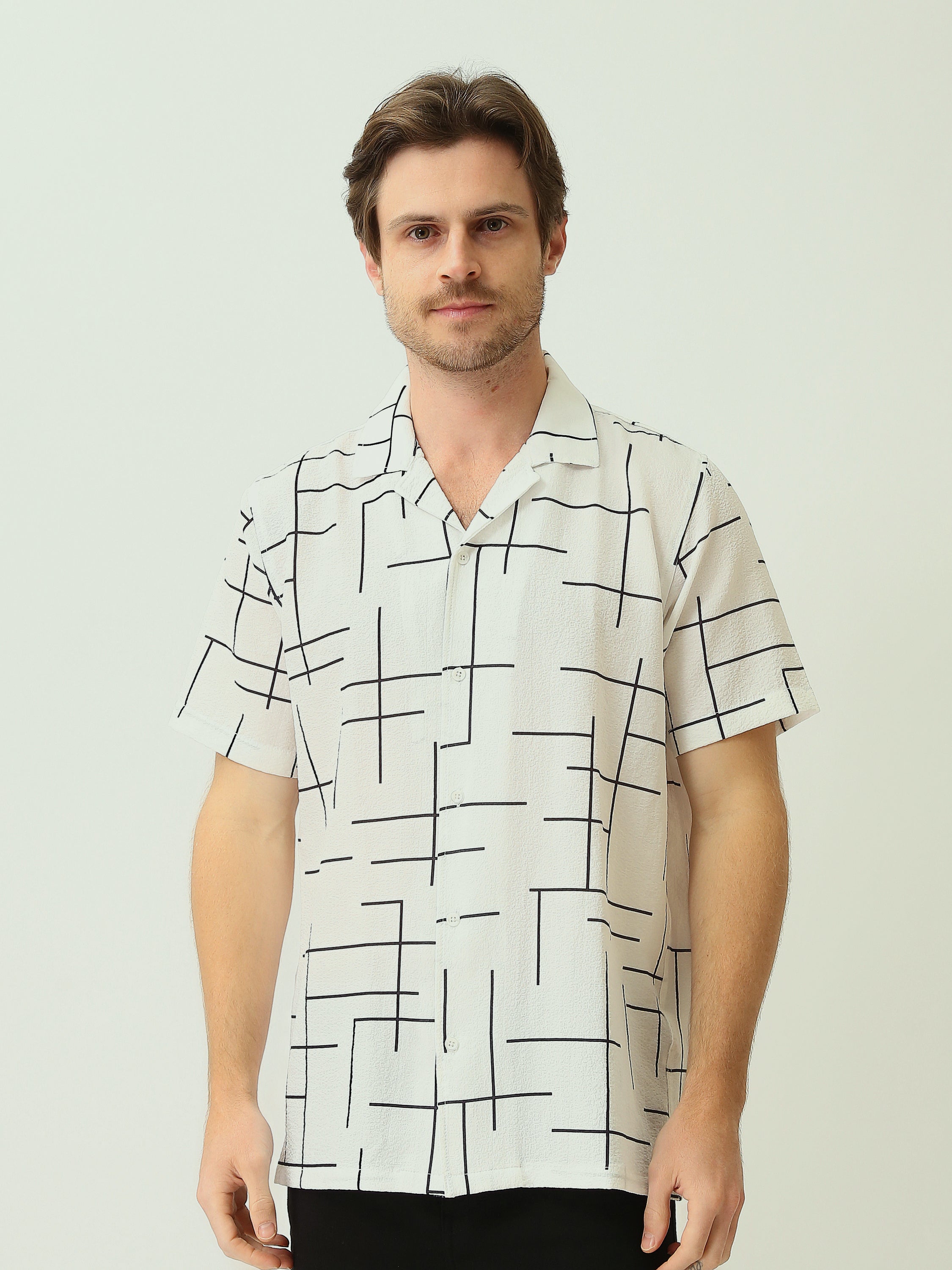 Chemise pour homme à motif géométrique - Idéale pour l'été - SSH25SARC16121TM1