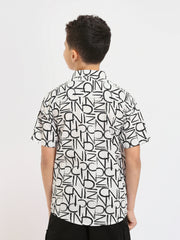 Chemise enfant manches courtes à motifs lettres modernes - SSH25SARR19419TB1
