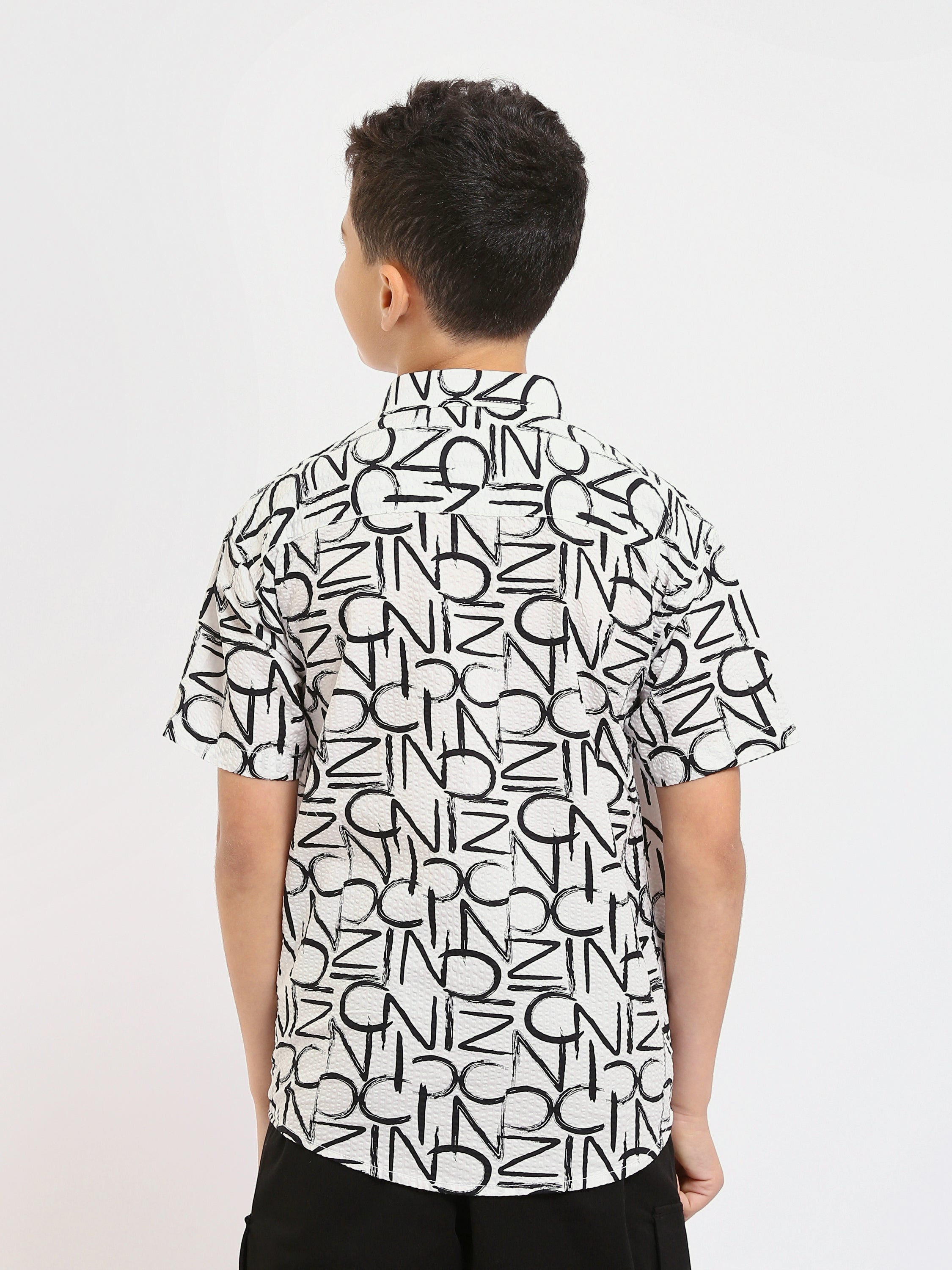 T-shirt pour enfants à manches courtes avec motifs de lettres modernes - SSH25SARR19419TB1