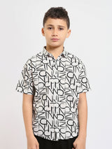 T-shirt pour enfants à manches courtes avec motifs de lettres modernes - SSH25SARR19419TB1