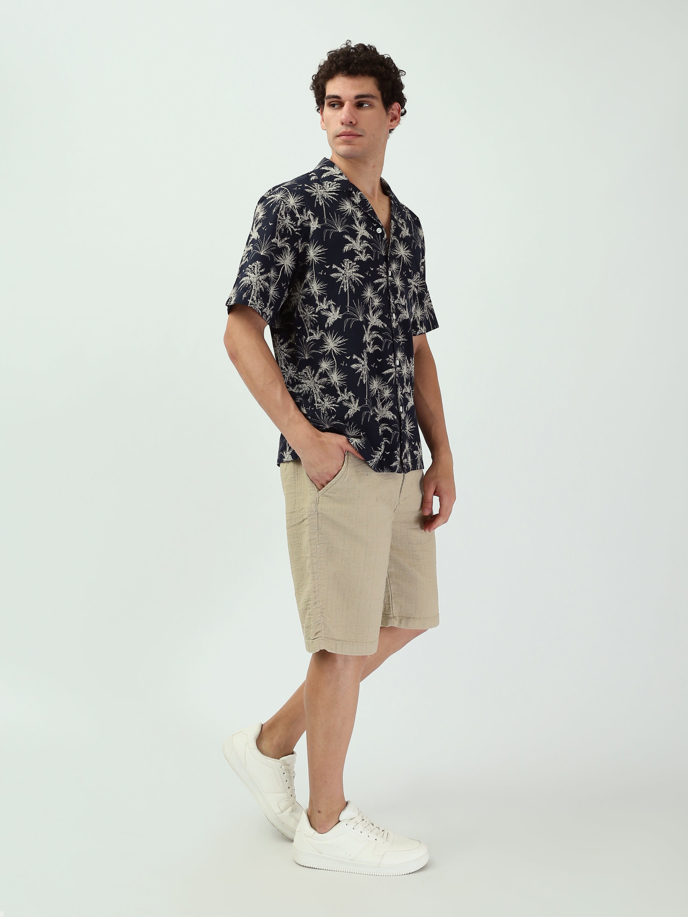 Chemise pour homme à manches courtes ornée de palmiers - SSH25SASC16133TM1