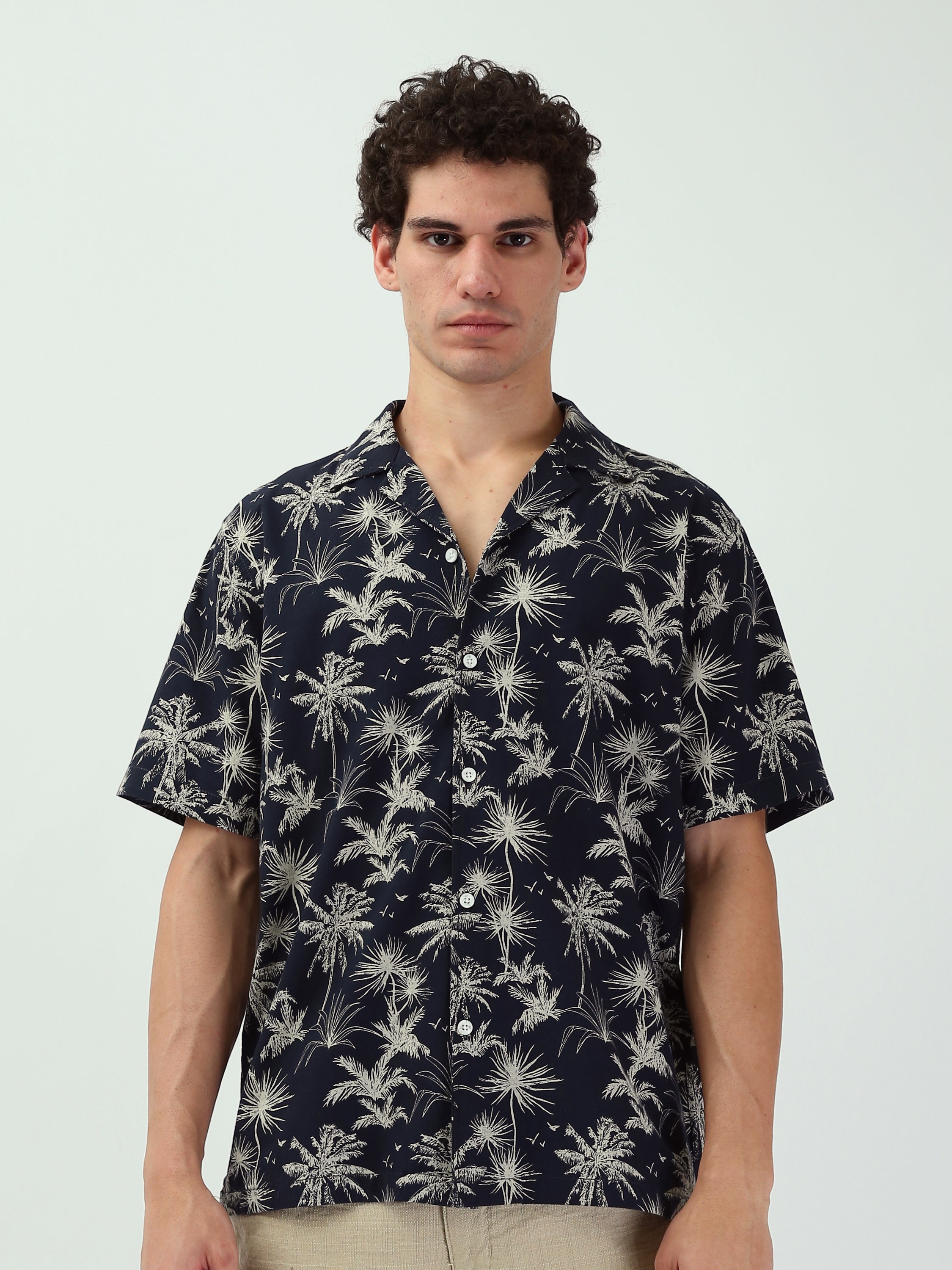 Chemise pour homme à manches courtes ornée de palmiers - SSH25SASC16133TM1