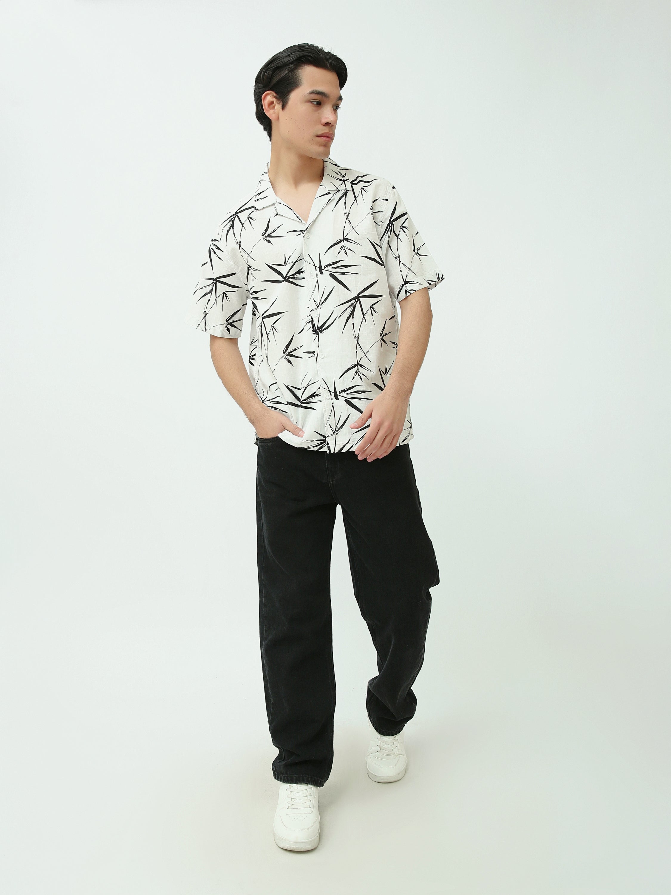Chemise Homme Oversize à Manches Courtes Imprimé Bambou – SSH25SASC16143TM1