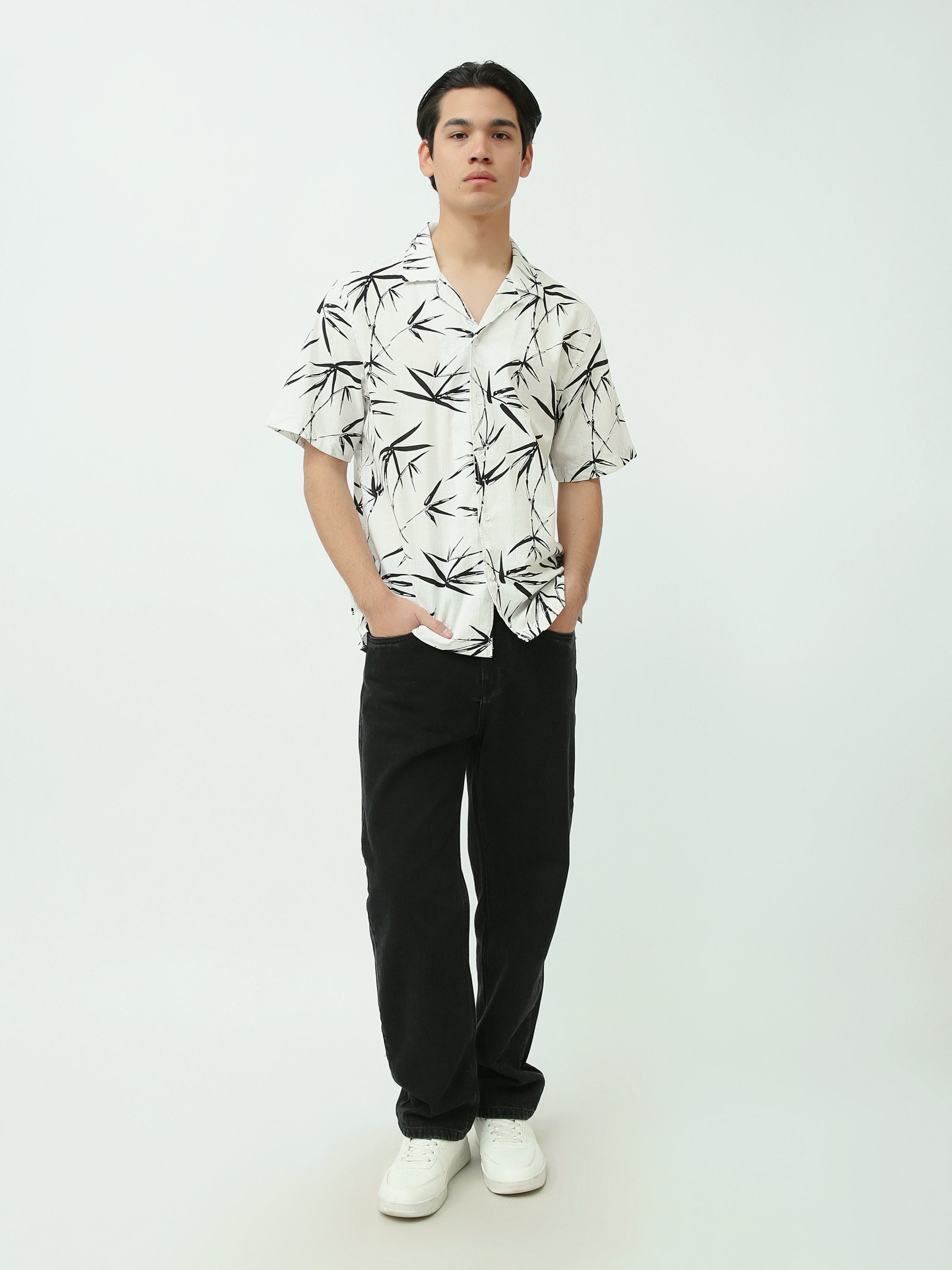 Chemise Homme Oversize à Manches Courtes Imprimé Bambou – SSH25SASC16143TM1