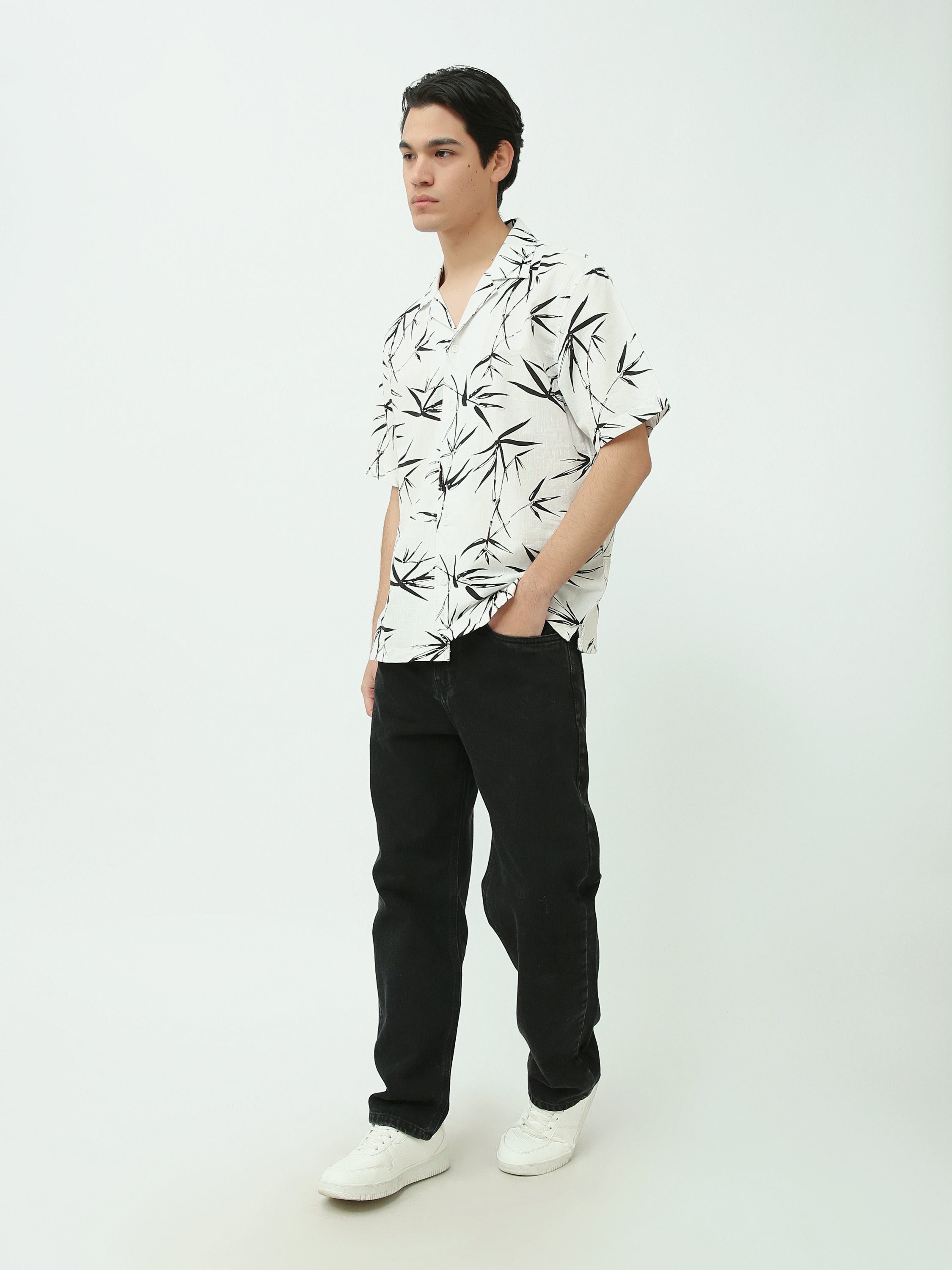 Chemise Homme Oversize à Manches Courtes Imprimé Bambou – SSH25SASC16143TM1
