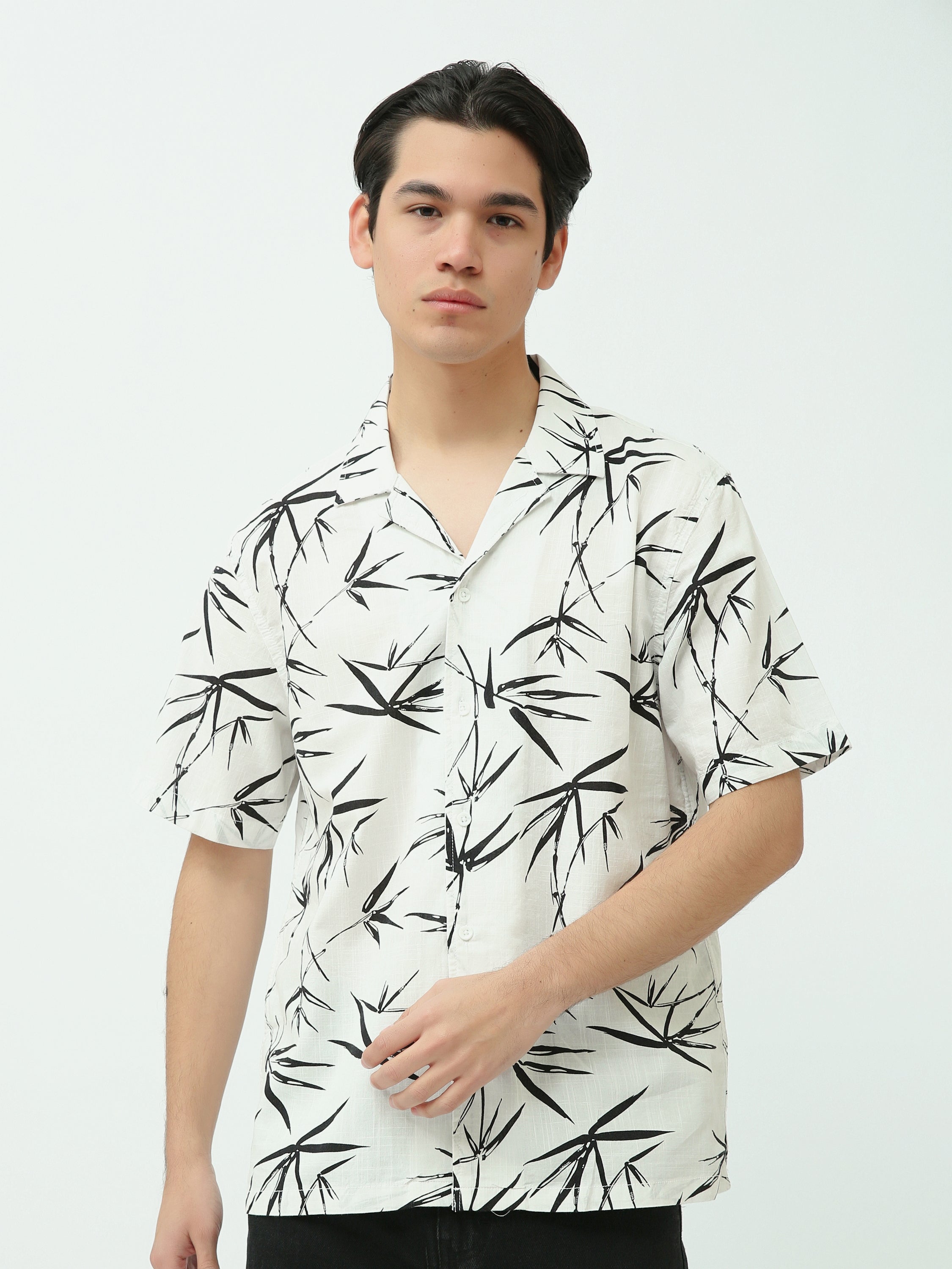 Chemise Homme Oversize à Manches Courtes Imprimé Bambou – SSH25SASC16143TM1