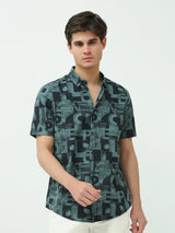 Chemise Homme à Imprimé Géométrique Bleu -SSH25SASR16113TM1