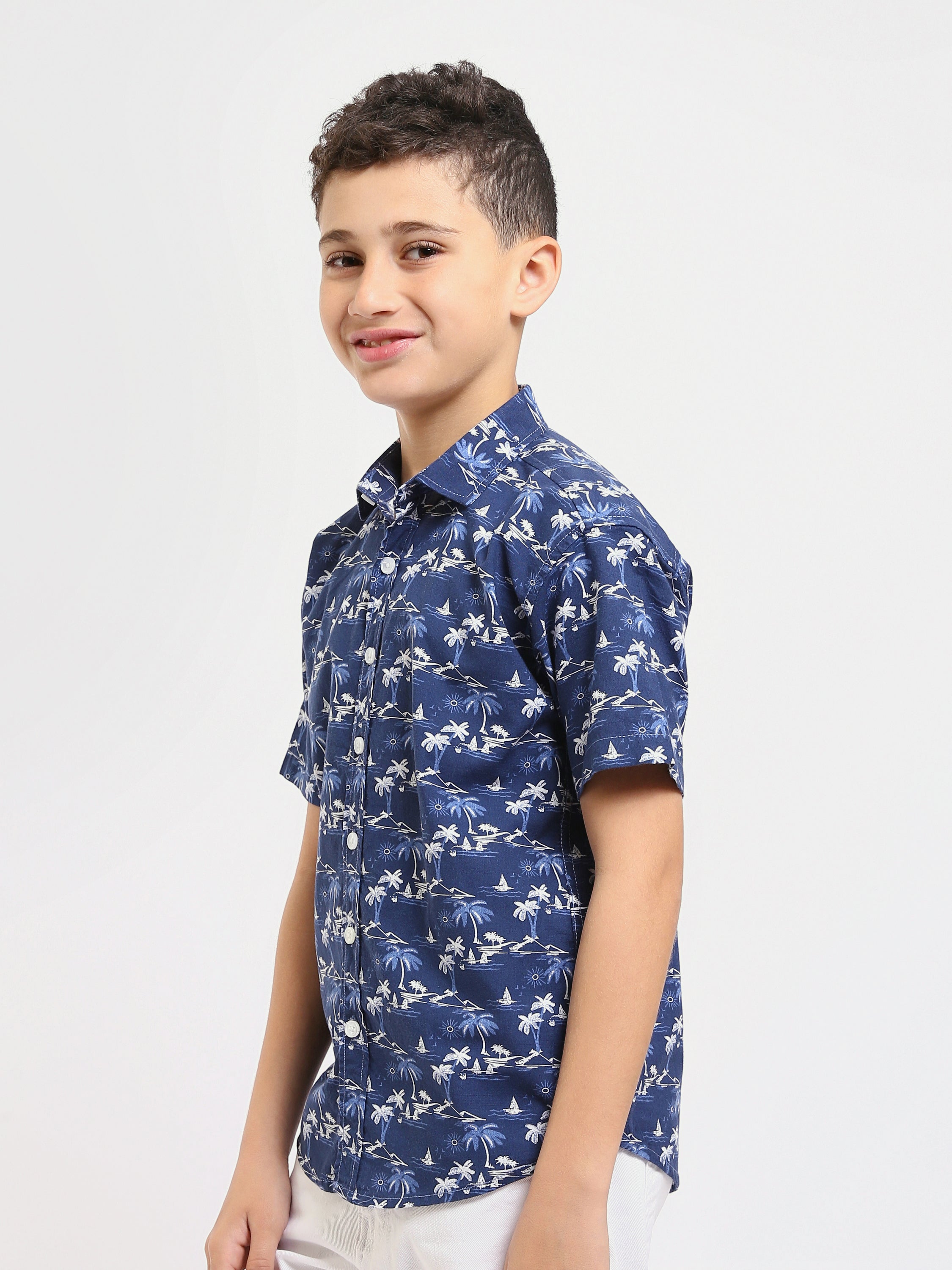 Chemise enfant garçon à manches courtes à motif tropical – SSH25SASR31157TB1