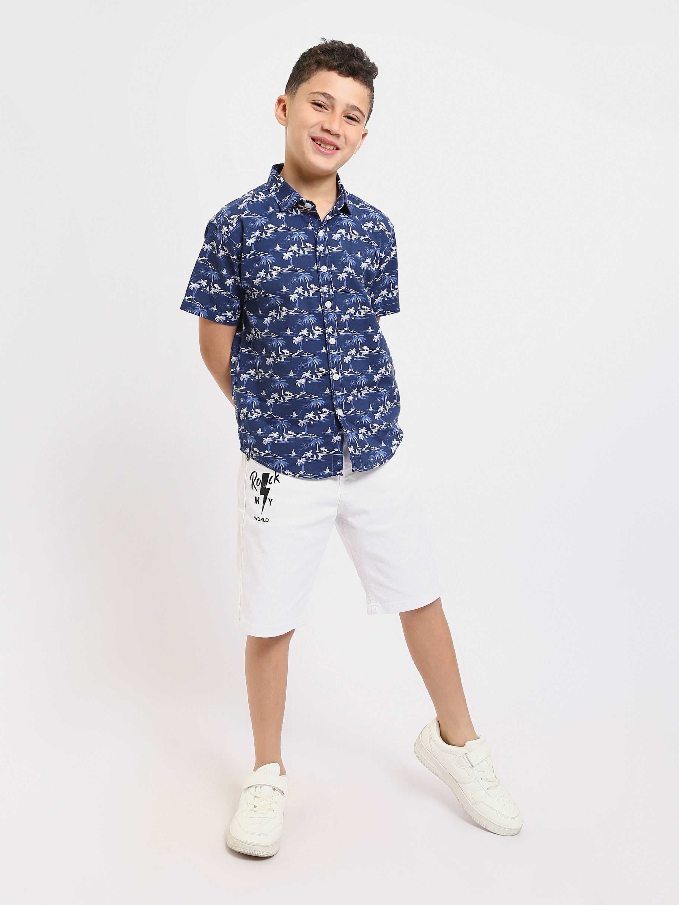 Chemise enfant garçon à manches courtes à motif tropical – SSH25SASR31157TB1