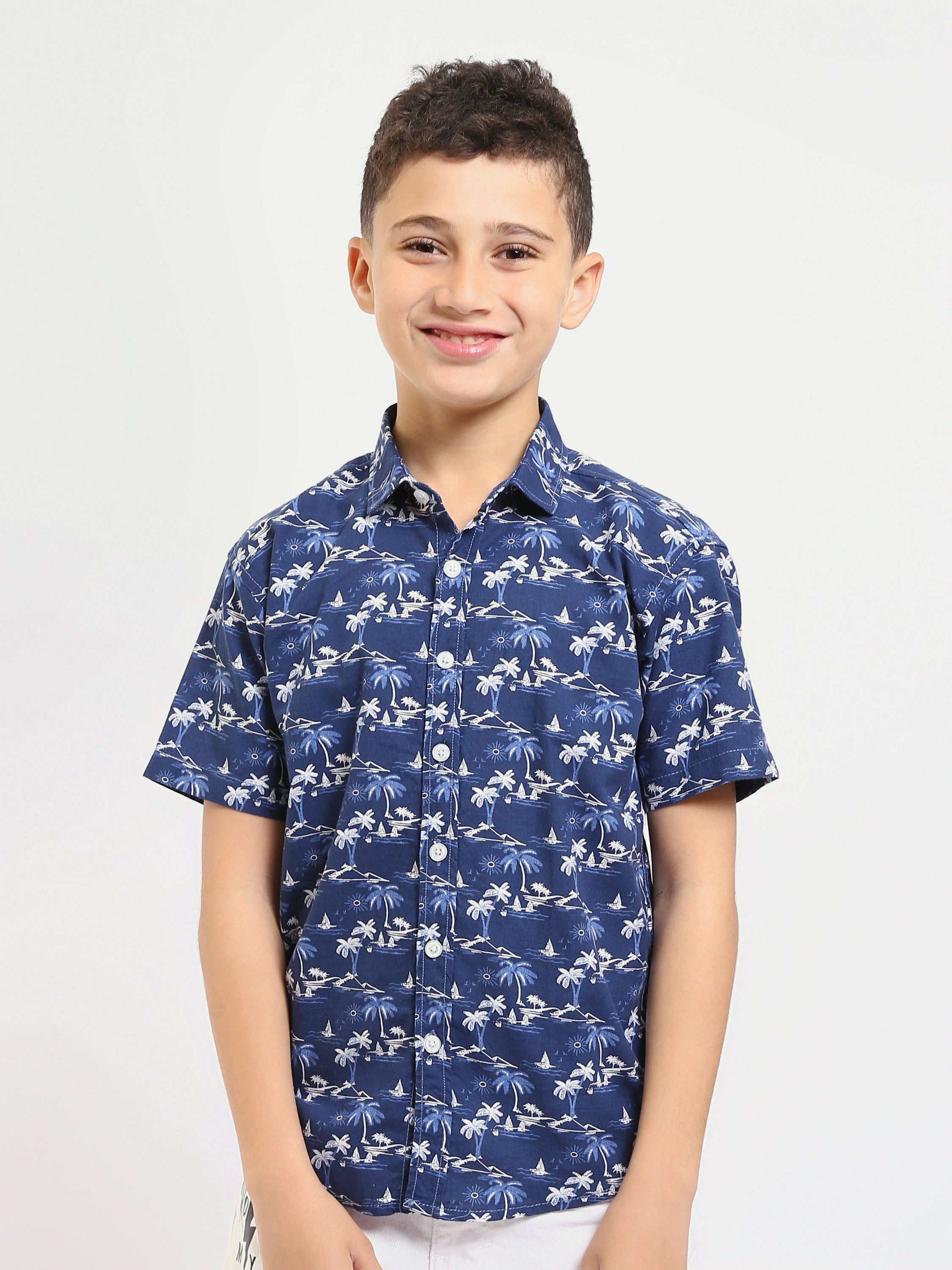 Chemise enfant garçon à manches courtes à motif tropical – SSH25SASR31157TB1