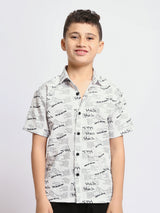 T‑shirt pour enfants blanc avec des inscriptions « HOUSE MUSIC » décoratives – SSH25SAUC19504TB1