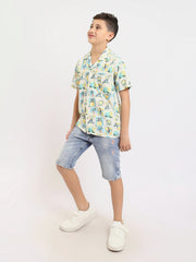 Chemise enfant oversize ornée de motifs tropicaux colorés – SSH25SAUC31122TB1