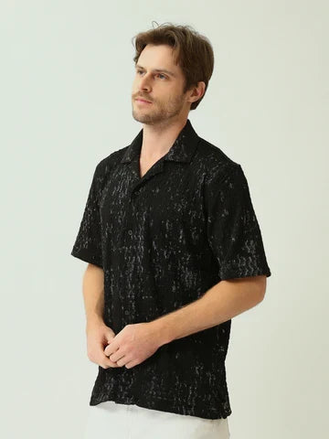 Chemise Homme Ajourée Texturée à Manches Courtes - SSH25SBCC16161TM1