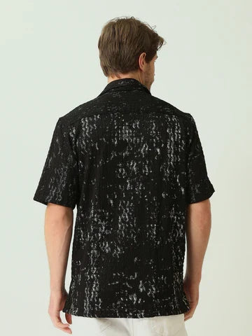 Chemise Homme Ajourée Texturée à Manches Courtes - SSH25SBCC16161TM1