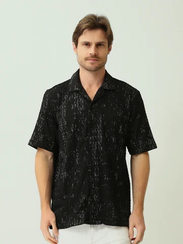 Chemise Homme Ajourée Texturée à Manches Courtes - SSH25SBCC16161TM1