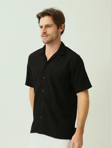 Chemise Homme en Maille Texturée à Manches Courtes - SSH25SECC16168TM1