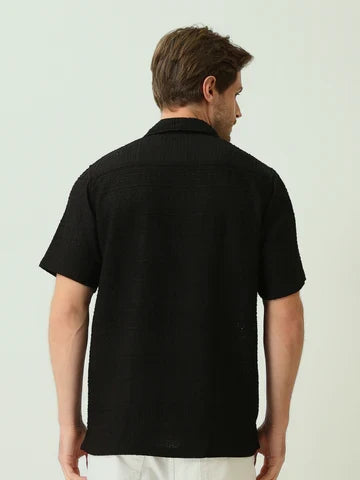 Chemise Homme en Maille Texturée à Manches Courtes - SSH25SECC16168TM1